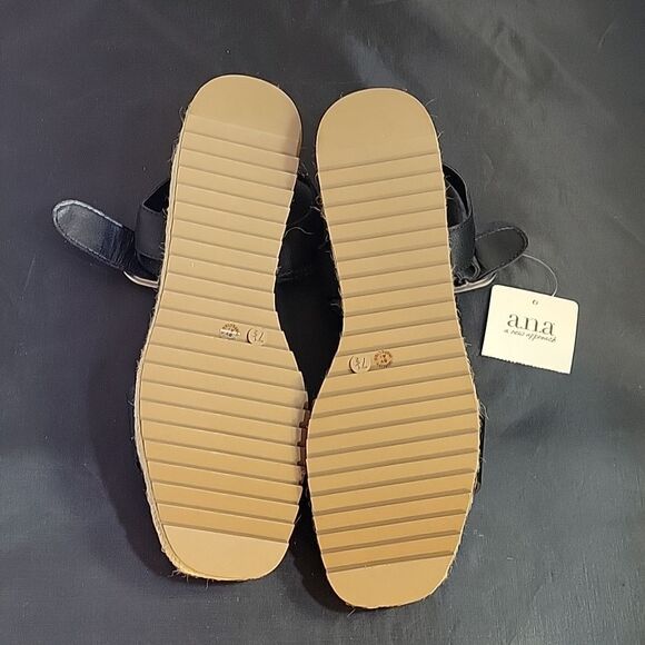 BRAND NEW A.N.A NEW APPROACH ADJUSTABLE BUCKLE ANKLE ONE BAND WEDGE SAND… - Picture 9 of 15